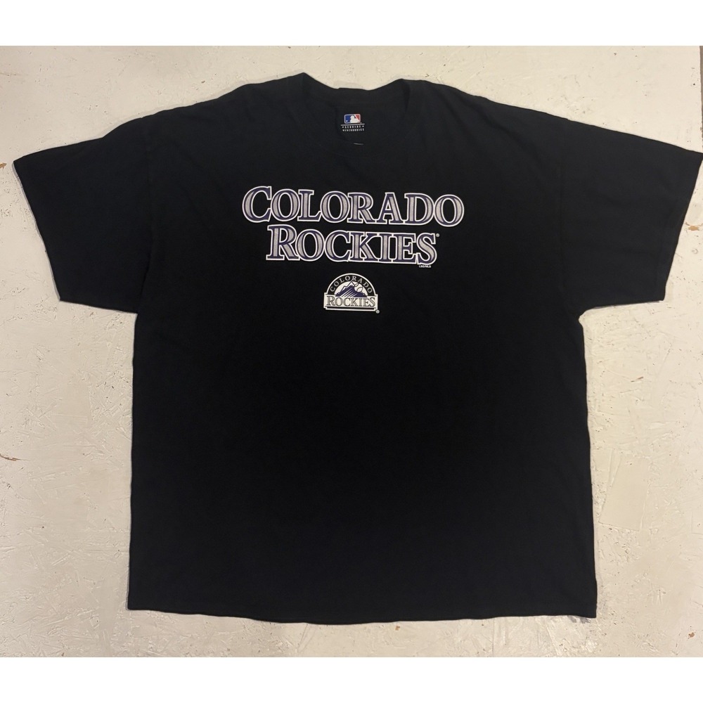 MLB Colorado Rockies Short Sleeve Shirt Mens 2XL Black‎ Baseball Athletic